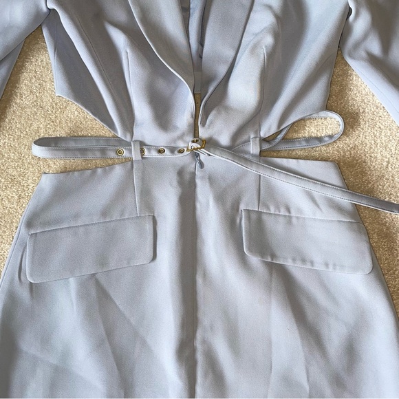 Lovers and friends belted cutout blazer dress light blue in small - Picture 3 of 6